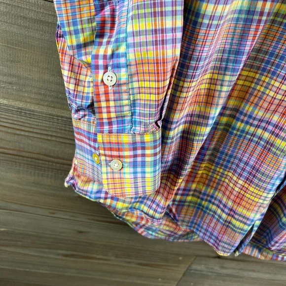 Gitman Brothers Mens Shirt Long Sleeve Button Plaid Colorful Made In USA Large - Picture 5 of 8